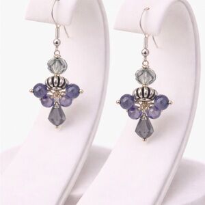 Sterling Silver Earrings Genuine Gems Crystals Handcrafted